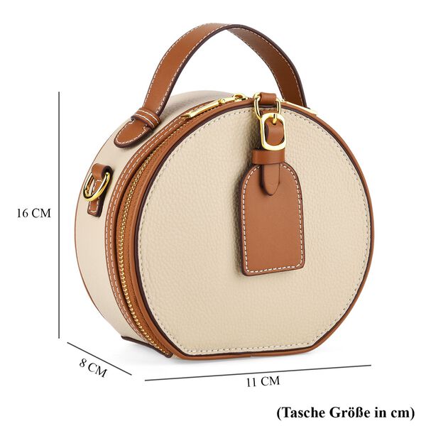 Echtleder Crossbody Tasche, 11x8x16cm, Beige Braun image number 7