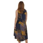 TAMSY - bedrucktes Kleid, Viskose, 60x105 cm, blau/gelb Blattmuster image number 1