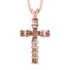 Champagner Diamant Kreuz Anhänger mit Kette ca. 50 cm 925 Silber Rose Gold Vermeil 0,50 Ct
