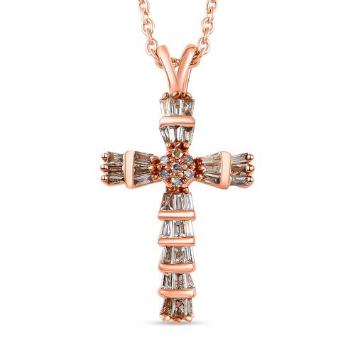 Champagner Diamant Kreuz-Anhänger mit Kette image number 0