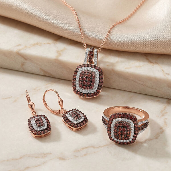 D'Joy AA Padparadscha Saphir und Zirkon Schmuckset in 925 Silber mit 750 Ros&eacute;gold Vermeil image number 1