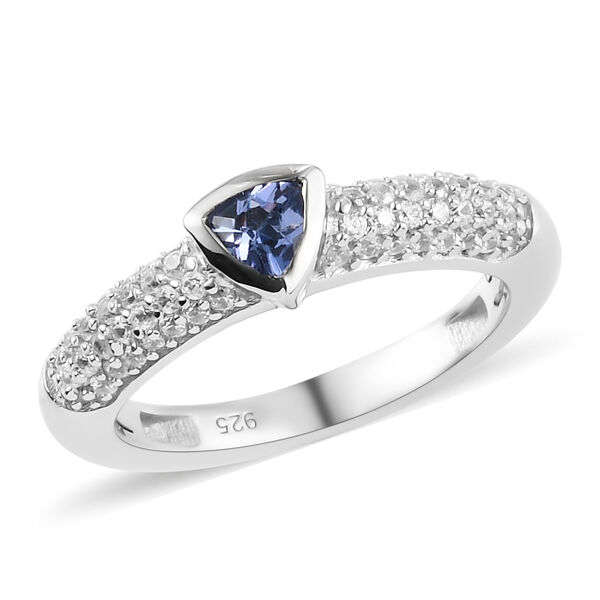 Tansanit und Zirkon Ring 925 Silber platiniert  ca. 0,78 ct image number 4