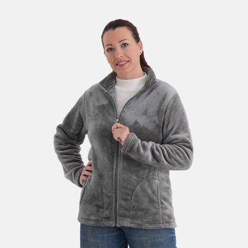 LA MAREY Jacke aus Samt mit Rei&szlig;verschluss, Gr&ouml;&szlig;e S/M, Grau