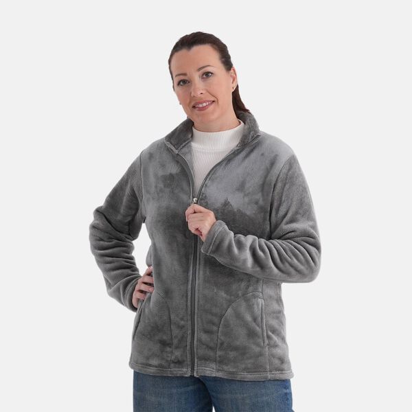 LA MAREY Jacke aus Samt mit Rei&szlig;verschluss, Gr&ouml;&szlig;e S/M, Braun