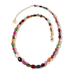 ILIANA zertifiziert und geprüft AAA Multi-Turmalin Halskette in 750 Gold, 45cm - 116,96 ct.