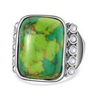 Gr&uuml;nes T&uuml;rkis, Wei&szlig;er Zirkon Ring, Edelstahl (Gr&ouml;&szlig;e 16.00) ca. 10.98 ct