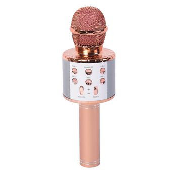 Multifunktions Karaoke Mikrofon und Bluetooth Lautsprecher mit sprachgesteuerten LED - Lichter und Sound - Echo, Ros&eacute;gold