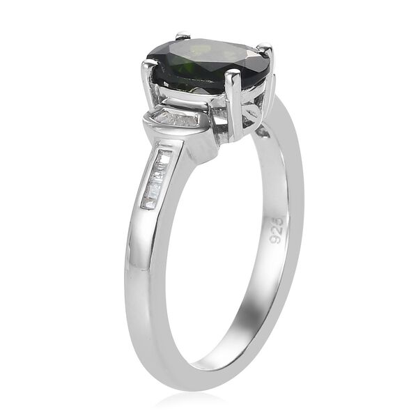 natürlicher Chromdiopsid und Diamant Ring 925 Silber platiniert  ca. 1,37 ct image number 5