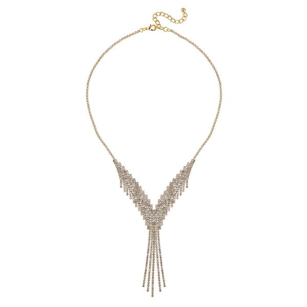 Wasserfall wei&szlig;es Kristall Collier, ca. 50 cm, goldfarben