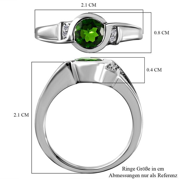 Natürlicher Chromdiopsid und weißer Zirkon-Ring, 925 Silber platiniert  ca. 0,89 ct image number 8