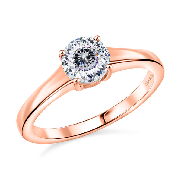 D'Joy 120 Facetten Moissanit Ring 925 Silber ros&eacute;vergoldet (Gr&ouml;&szlig;e 17.00) ca. 0,78 ct