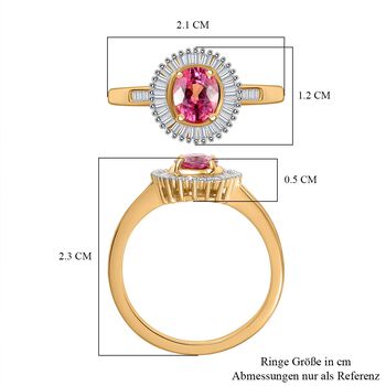 AAAA Padparadscha Saphir und Diamant Ring in 585 Gold - 1,37 ct.