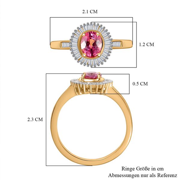 AAAA Padparadscha Saphir und Diamant Ring in 585 Gold - 1,37 ct. image number 4