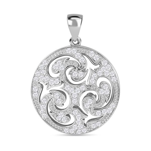 Wei&szlig;er Zirkonia Anh&auml;nger, 925 Silber rhodiniert