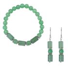 Grüner Aventurin Schmuckset Reiner Edelstahl ca. 136,00 ct.