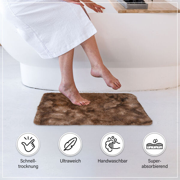2er Set - Verlauf-Plüsch-Matten mit Anti-Rutsch-Rückseite, Braun image number 2
