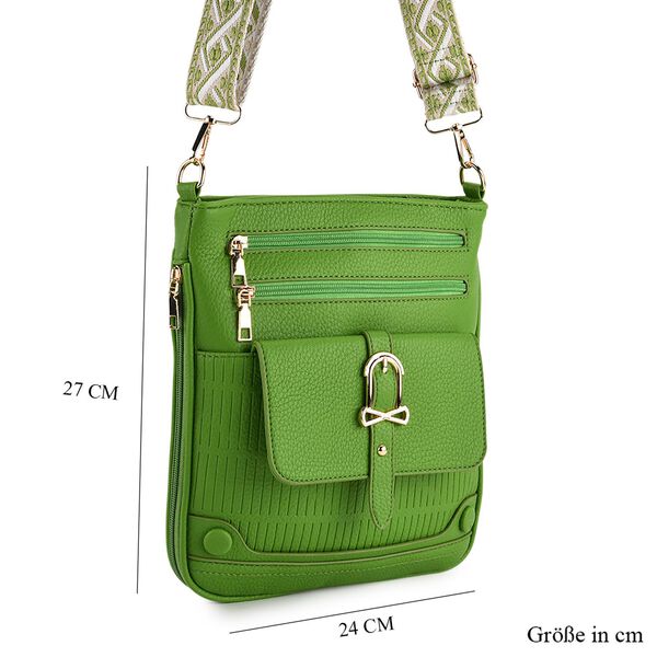 Elegante Umh&auml;ngetasche aus feinem Lederimitat mit Mehrfachf&auml;chern, 24x27 cm, Olivgr&uuml;n image number 8