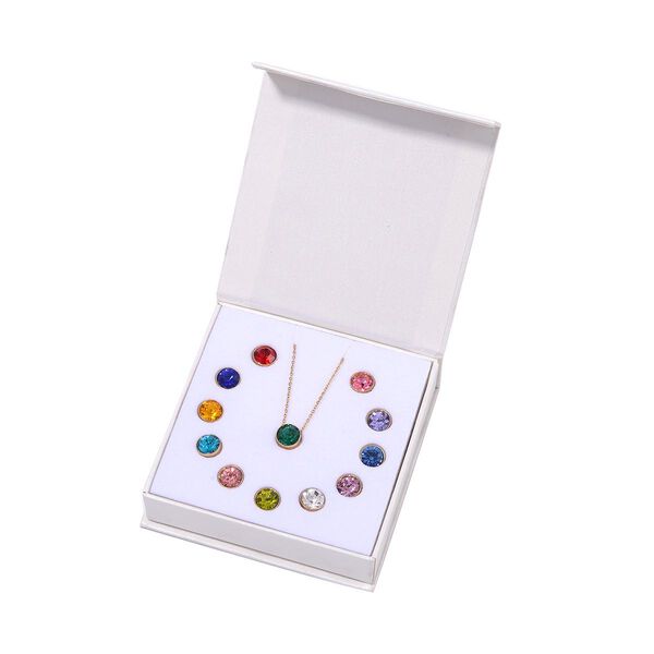 Austauschbarer mehrfarbiger Kristall-Anh&auml;nger mit 50cm Kette in Goldton image number 6