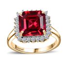 AAA Lab Created Padparadscha Saphir, Lab Grown Diamant Ring, AGI zertifiziert und geprüft, 417 Gold (Größe 19.00) ca. 6.89 ct