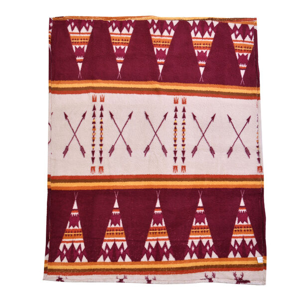 Wolkenweiche Sherpa-Decke mit Tipi-Muster, Rot und Erdt&ouml;ne image number 2