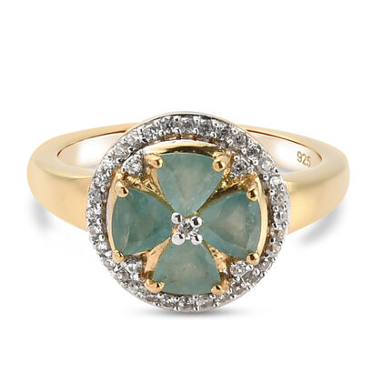 Grandidierit und Zirkon Ring 925 Silber vergoldet (Gr&ouml;&szlig;e 16.00) ca. 1,24 ct