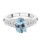 Espirito Santo Aquamarin und weißer Zirkon-Ring, 925 Silber platiniert (Größe 16.00) ca. 2,15 ct