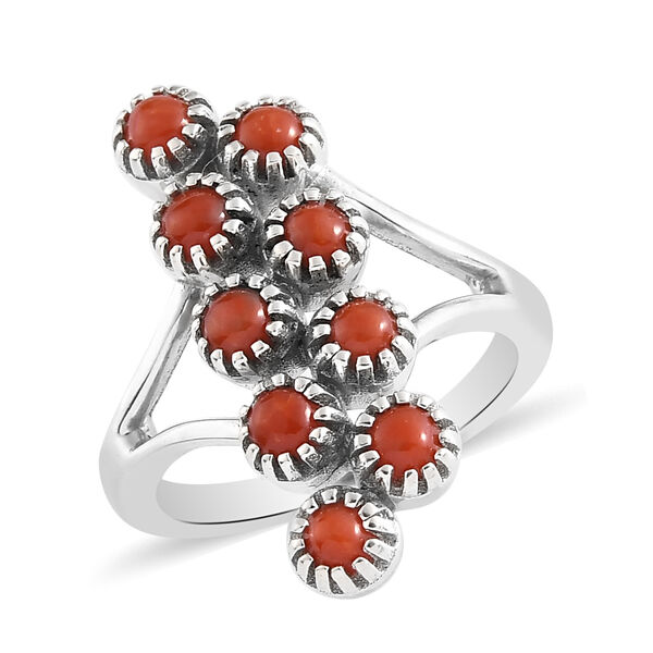 Korallen-Ring, 925 Silber platiniert  ca. 0,94 ct image number 2