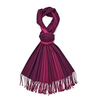 Eleganter Ombre-Schal mit Fransen, 68x180cm, Weinrot