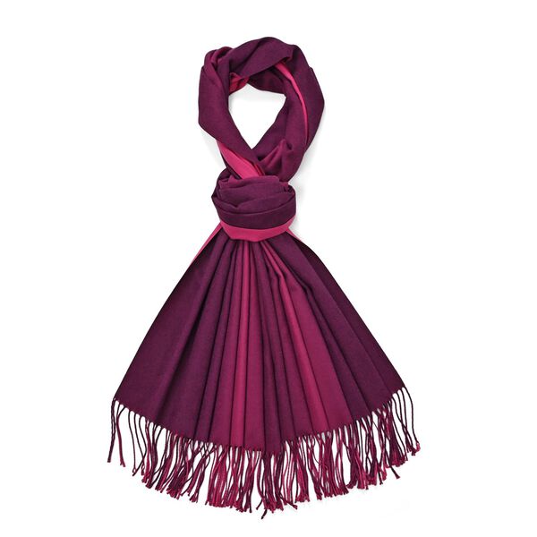 Eleganter Ombre-Schal mit Fransen, 68x180cm, Weinrot