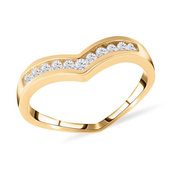 LUSTRO STELLA - Wei&szlig;er Zirkonia-Ring, 925 Silber vergoldet - 0,18 ct. image number 2