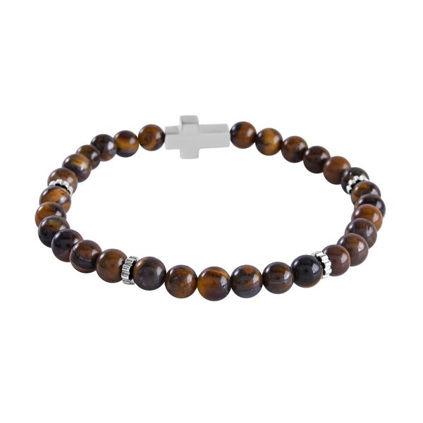 Gelbes Tigerauge Armband, ca. 18 cm, Edelstahl ca. 65.00 ct image number 4