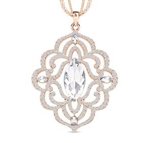 Weißer Kristall-Anhänger mit Kette in Roségoldton - 2 ct.
