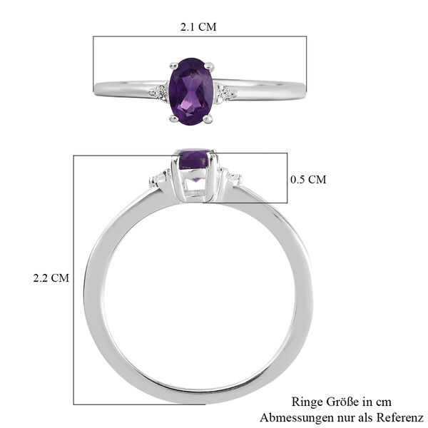 Afrikanischer Amethyst und Wei&szlig;er Simulierter Diamant Ring 925 Silber  ca. 0,49 ct image number 7