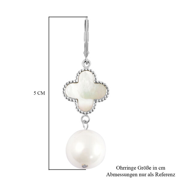 Muschelkernperle und Perlmutt-Ohrhänger, Edelstahl  image number 2