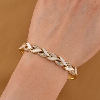 Wei&szlig;er Zirkonia, KokosnussMuschel Armreif ca. 19 cm Nickelfreies Messing