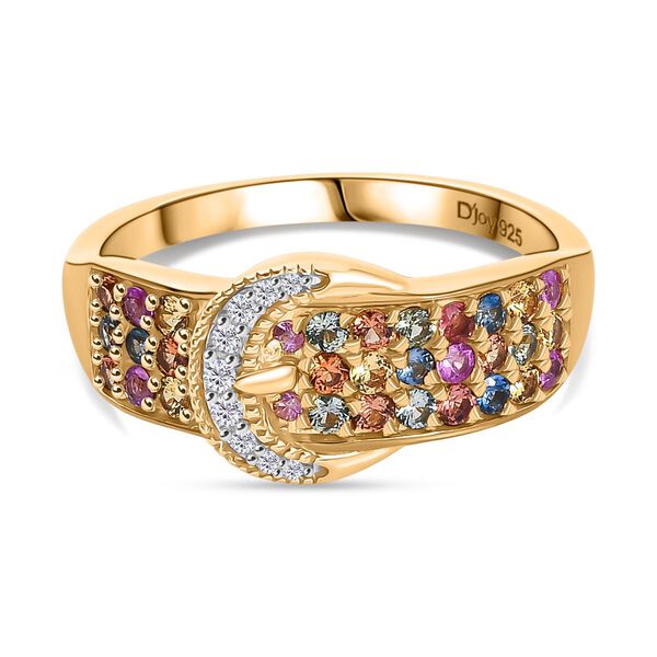 D'Joy AA Mehrfarbiger Saphir Ring 925 Silber 750 Gelbgold Vermeil (Größe 19.00) ca. 1.08 ct image number 0