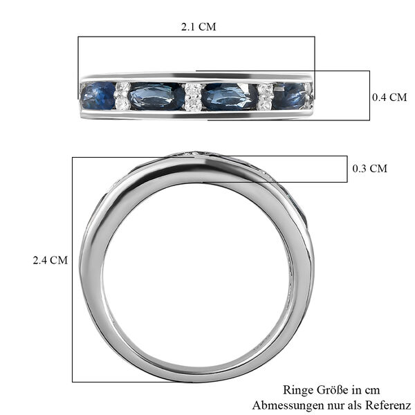 Ozean-gr&uuml;ner Saphir und Zirkon-Ring - 1,52 ct. image number 7