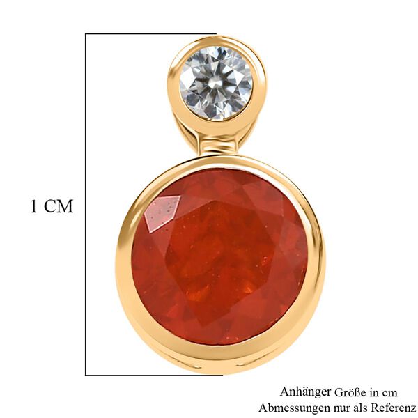 AAA Blaze Feueropal und VS Labor Diamant Anhänger in 375 Gold - 0,40 ct. image number 6