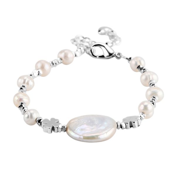 Weißes Süßwasserperle 15,85+3,5cm Armband image number 3