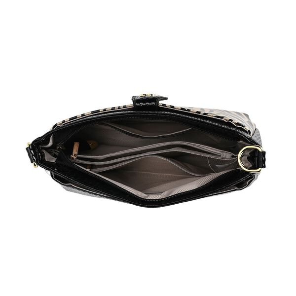 Stylische Sling-Umh&auml;ngetasche mit  Zebramuster, Schwarz image number 6