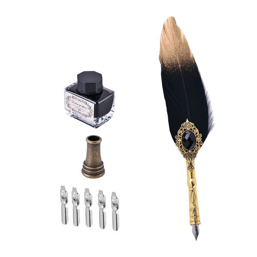 Vintage Kalligraphie-Schreibstift mit Tinte und Geschenkbox image number 0