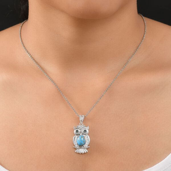 EverTrue blauer T&uuml;rkis und Ozean blauer Apatit Anh&auml;nger mit 50cm Kette - 2,87 ct. image number 2