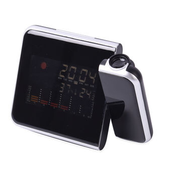 Laser Digital Projektionswecker mit Wetterstation, LCD Panel, 15x6,2x11 cm, 2xAAA Batterie (nicht inkl.), Schwarz