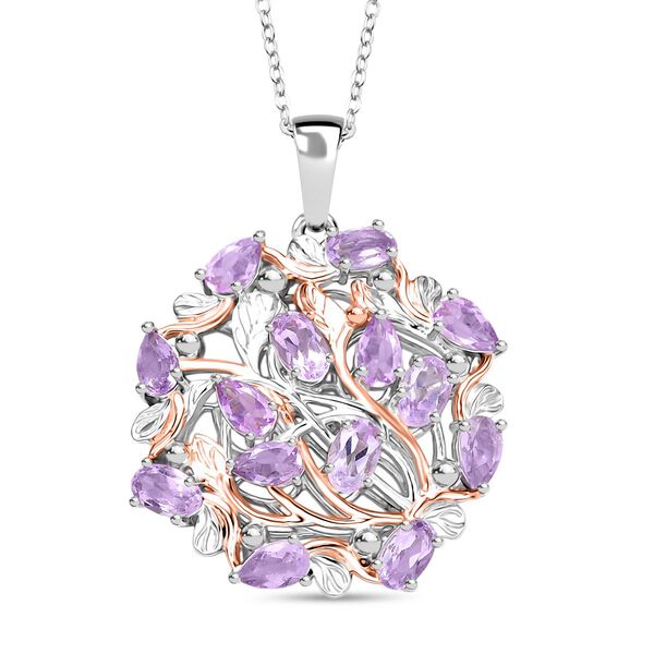 D'Joy AA Rose De France Amethyst Anhänger 925 Silber Überlagerung aus Roségold und Platin ca. 2,95 ct. image number 0