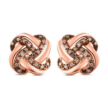 Nat&uuml;rliche Champagner Diamant Ohrringe, 925 Silber ros&eacute;vergoldet ca. 0.20 ct