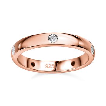 Diamant P Bandring, 925 Silber mit Ros&eacute;gold Vermeil