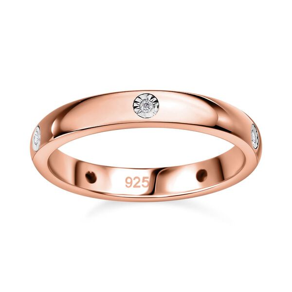 Diamant P Bandring, 925 Silber mit Roségold Vermeil image number 4