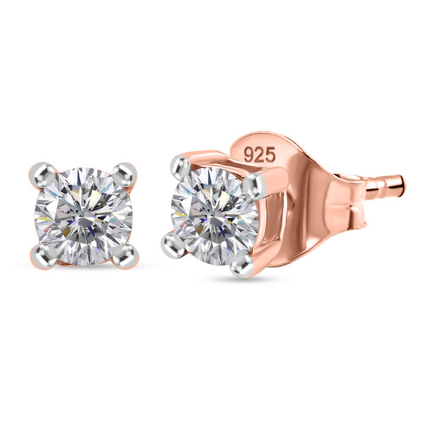 LUXURIANT SGL zertifizierte SI-GH Labor Diamant Ohrringe, 925 Silber 750 Ros&eacute;gold Vermeil - 0,50 ct.