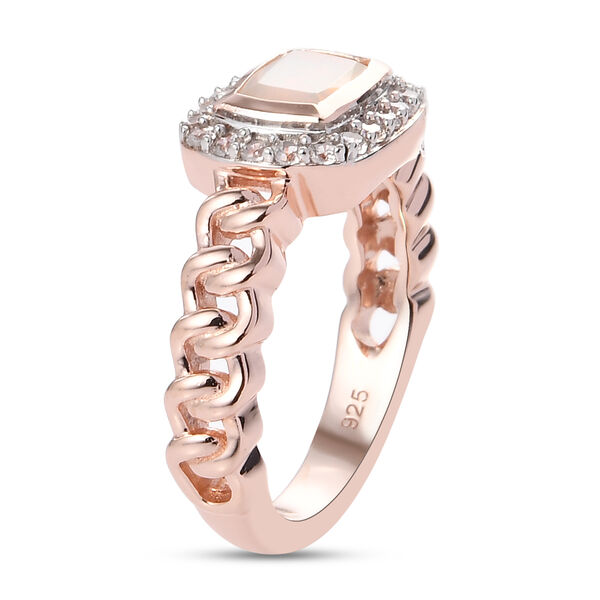 Natürlicher Äthiopischer Opal und Zirkon Ring 925 Silber Roségold-Überzug image number 5