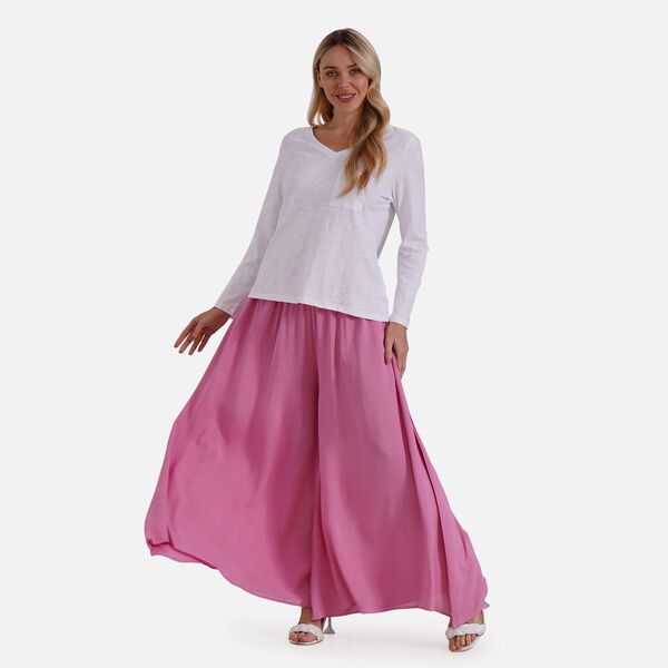 Gesmokte Taillen-Culottes, locker, bequem, elastischer Bund, Einheitsgr&ouml;&szlig;e, Rosa